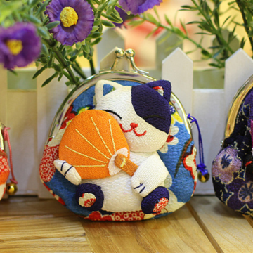 Cat wallet blue with fan handcraft 95x10 cm 31g