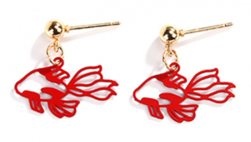Earring fish red both ears 2x24cm weight2g