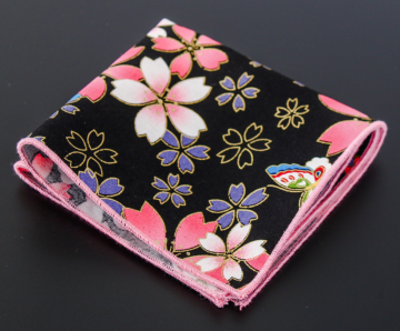 Handkerchief black with flowers12g