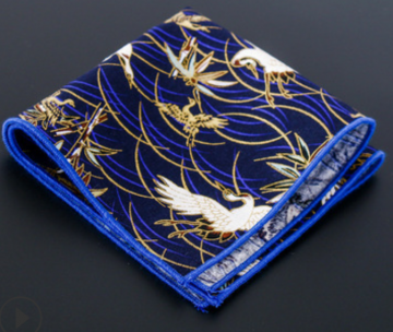 Handkerchief small blue and birds cotton 12g