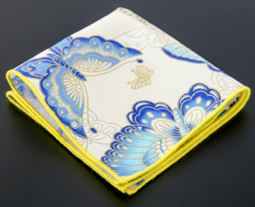 Handkerchiefs 23x23 butterfly blue and yellow 12g