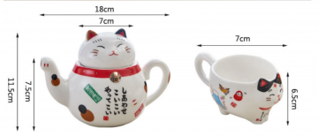 Teapot with cups size and content pot 18x 115cm cup7x65cm 530g